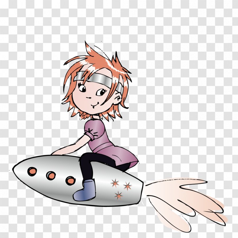 Cartoon Illustration - Tree - Boy Riding A Rocket Transparent PNG