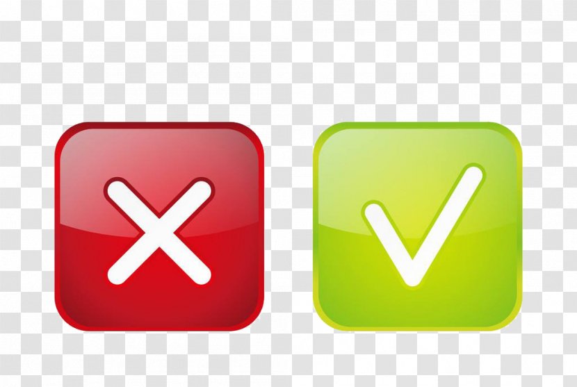 Green Check Mark Red Icon - Button - Hook And Cross Transparent PNG