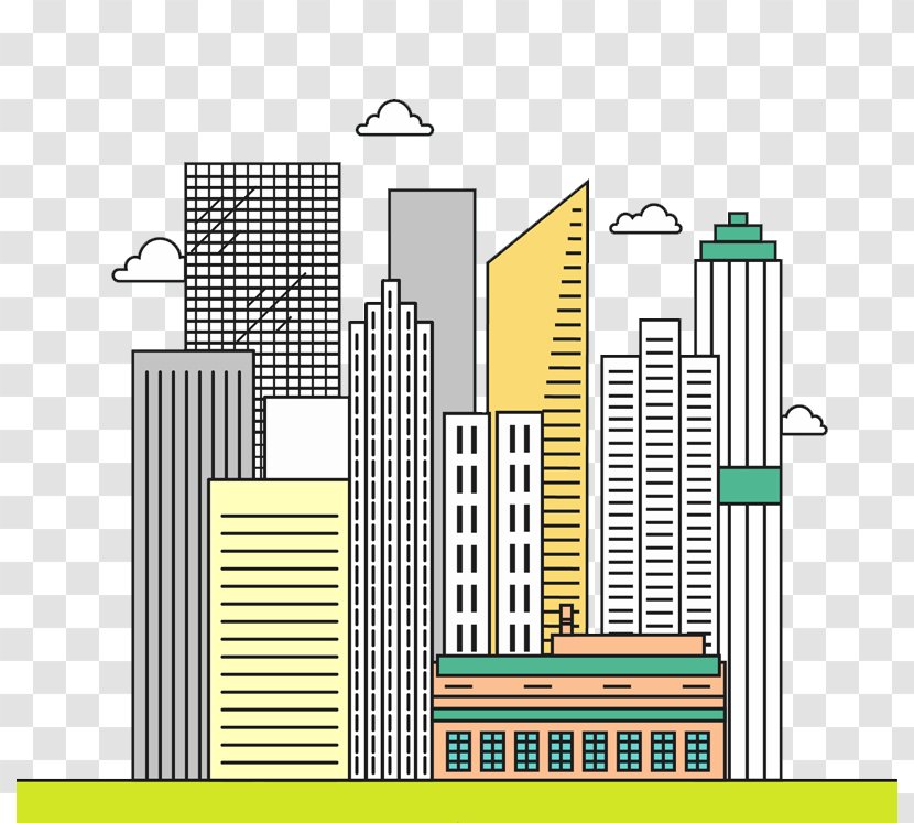 Building Clip Art - Commercial - Creative Line City Transparent PNG