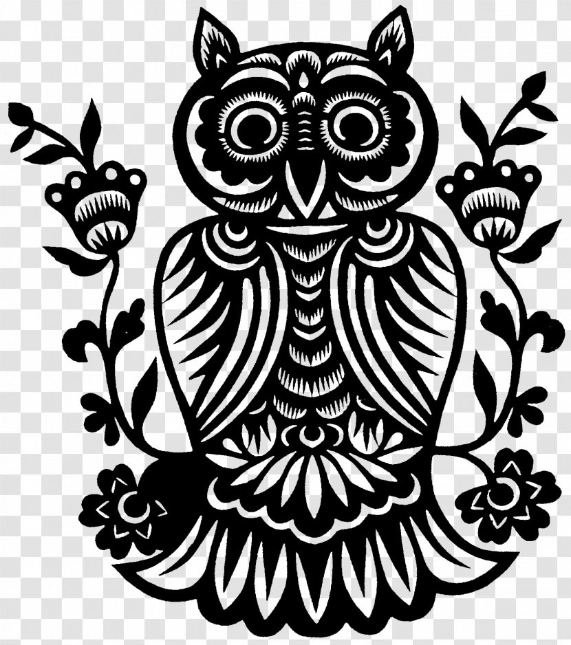 Owl Folk Art Papercutting - Tree Transparent PNG