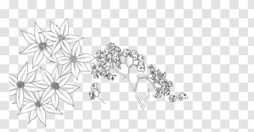 Drawing Line Art Flower Black And White Transparent PNG