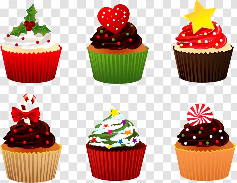 Christmas Cupcakes Cake Candy Cane Birthday - Buttercream - Cupcake Transparent PNG