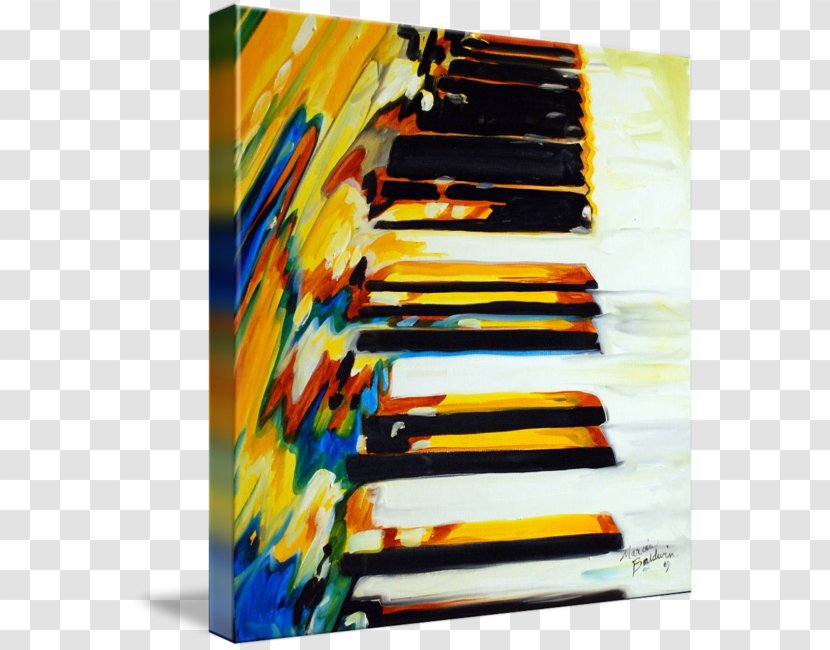 Painting Abstract Art Jazz Piano - Watercolor - Retro Paper Frame Transparent PNG