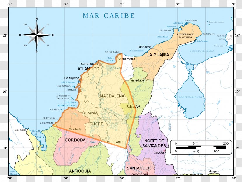 Caribbean Region Of Colombia Cumbia Dance Map - Sonidera Transparent PNG