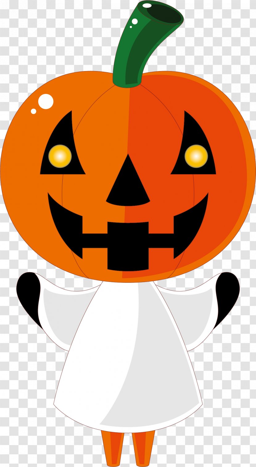 Jack-o-lantern Calabaza Halloween Pumpkin Illustration - Drawing - Vector Red Head Cartoon Children Transparent PNG