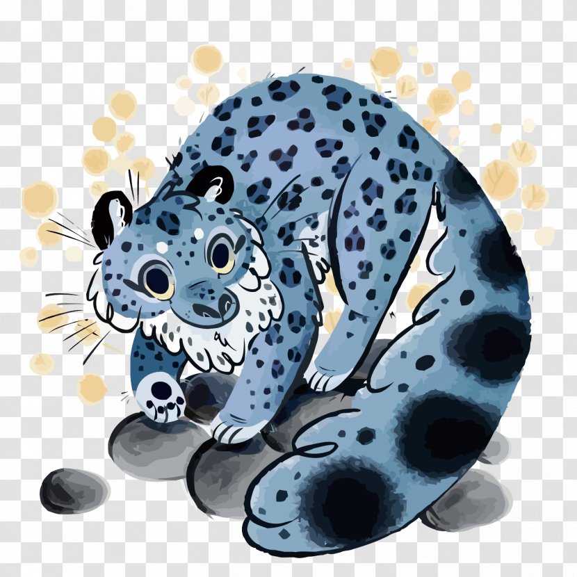 Clouded Leopard Snow Illustration - Organism - Vector Blue Transparent PNG
