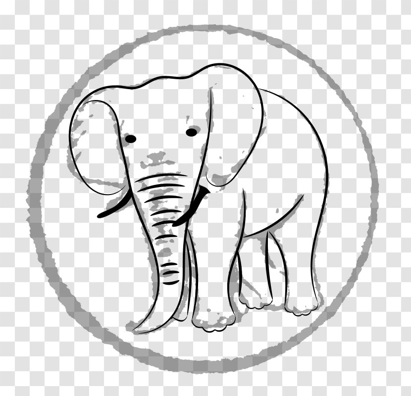 African Elephant Drawing Line Art Clip - Silhouette Transparent PNG