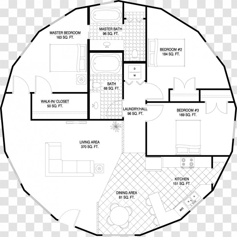 House Plan Floor Bedroom Roundhouse - Interior Design Transparent PNG