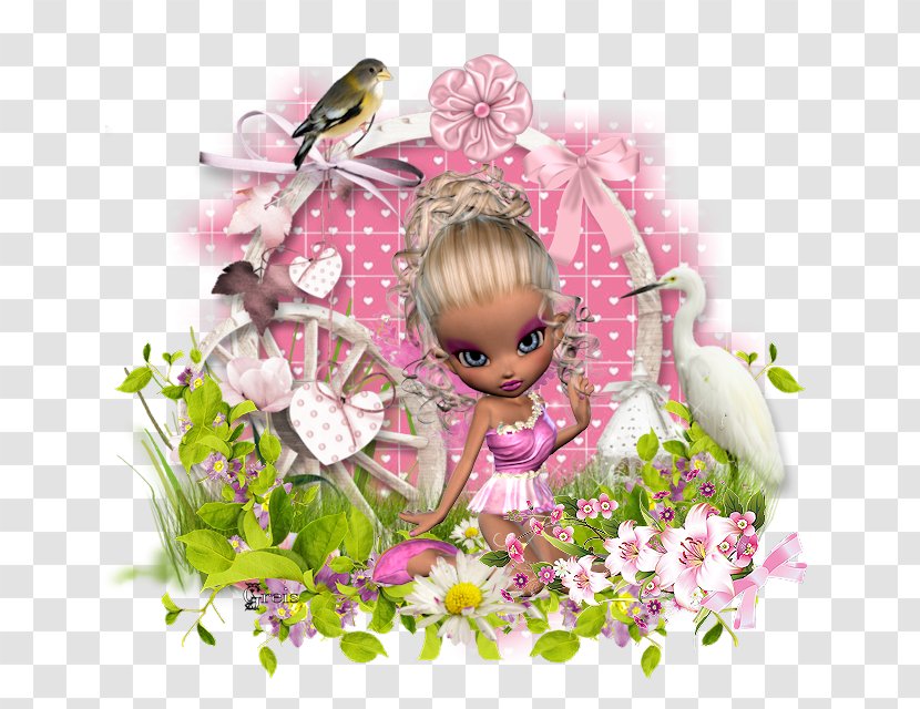 Floral Design Pink M Character Doll - Petal Transparent PNG