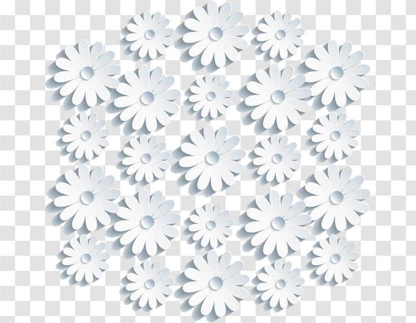 Floral Design Chrysanthemum Blue Cut Flowers Black And White - Three-dimensional Vector Material Transparent PNG