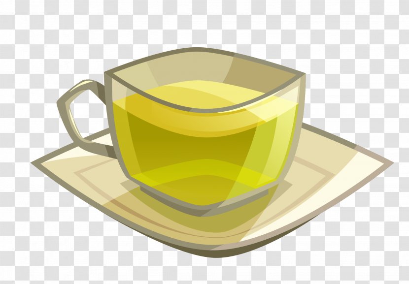 Green Tea Coffee Cup Glass - Tableware - Vector Material Transparent PNG