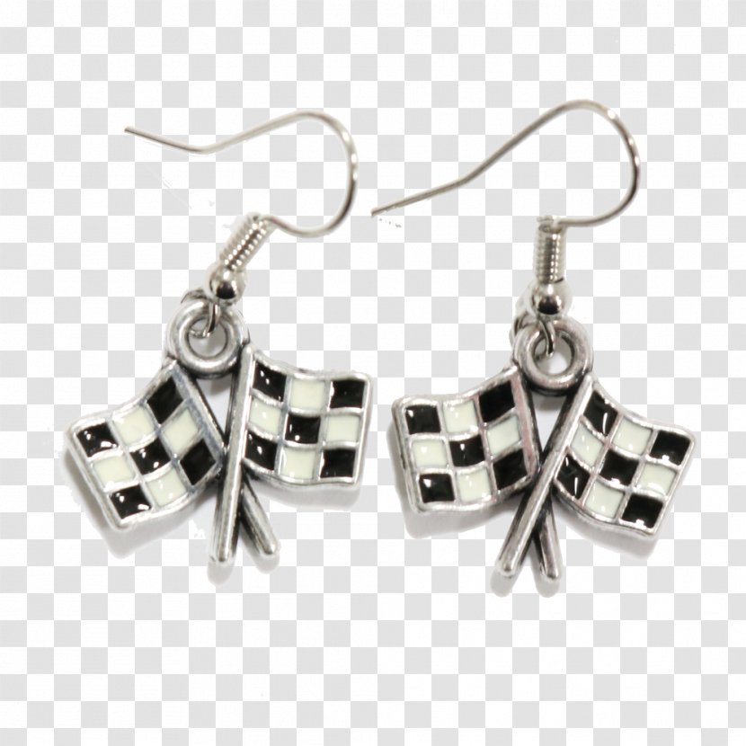 Earring Jewellery Clothing Accessories Silver - Flag - Checkered Numbers Transparent PNG