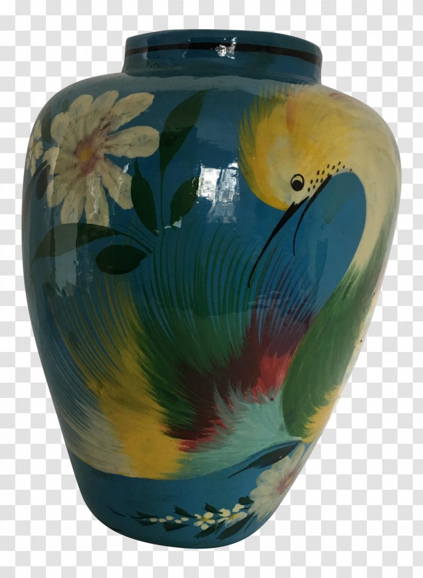 Vase Ceramic Glass Pottery Urn - Hand Painted Bird Transparent PNG