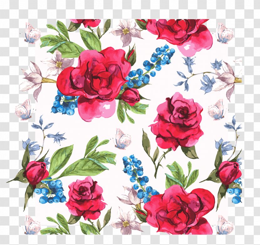Printed T-shirt Flower Top - Flora - Red Watercolor Rose Vector Transparent PNG