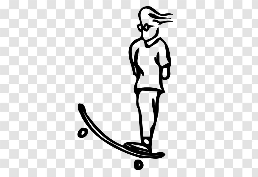 Skateboard Skateboarding Equipment Standing Line Art - Blackandwhite Transparent PNG