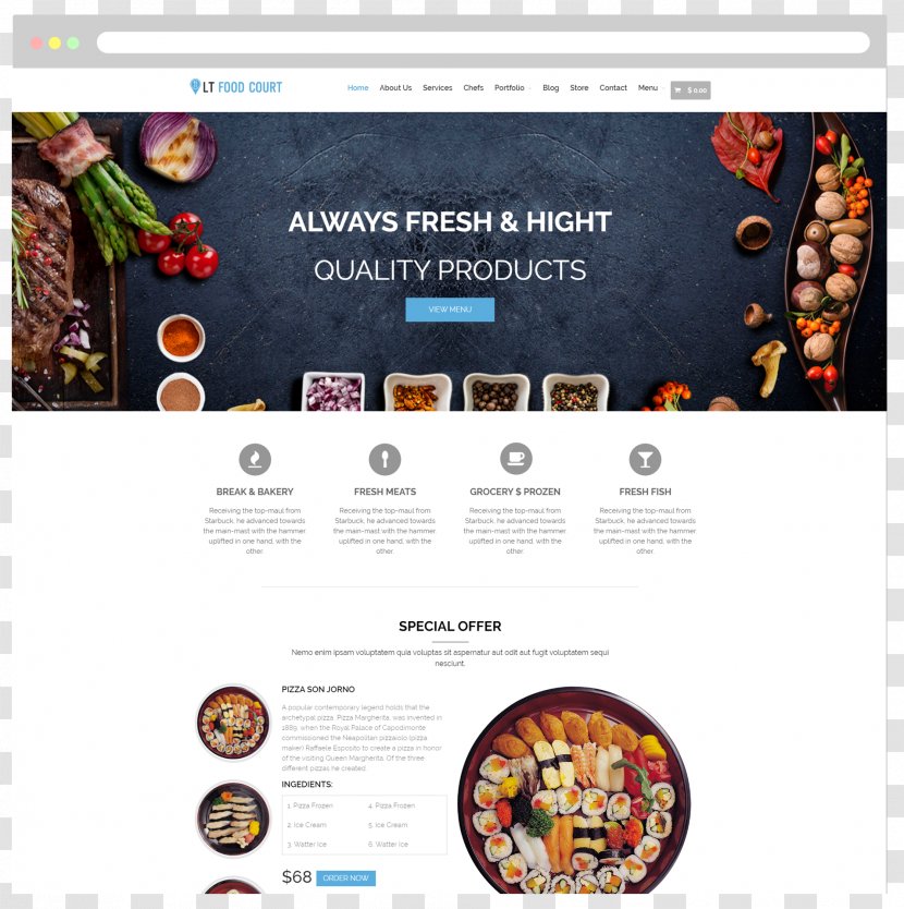 Food Court Responsive Web Design Take-out Restaurant - Wordpress - WordPress Transparent PNG