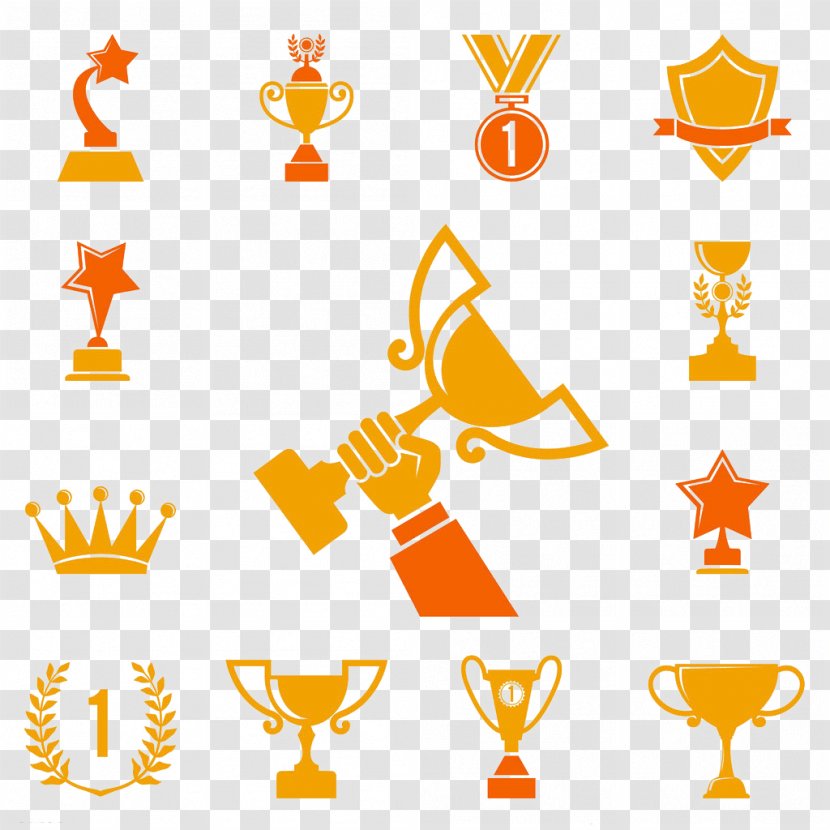 Trophy Gold Medal Award - Orange - Easy Winner Yellow Flag Transparent PNG