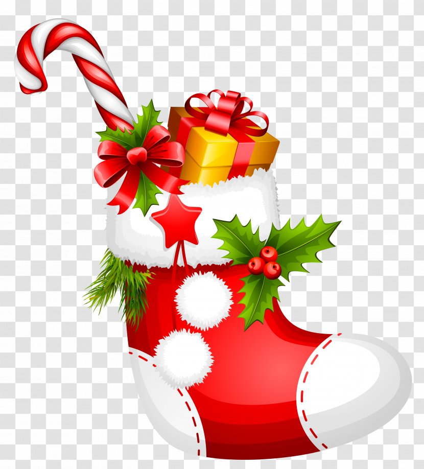 Christmas Stocking Gift Clip Art - Royalty Free - With Candy Cane Picture Transparent PNG
