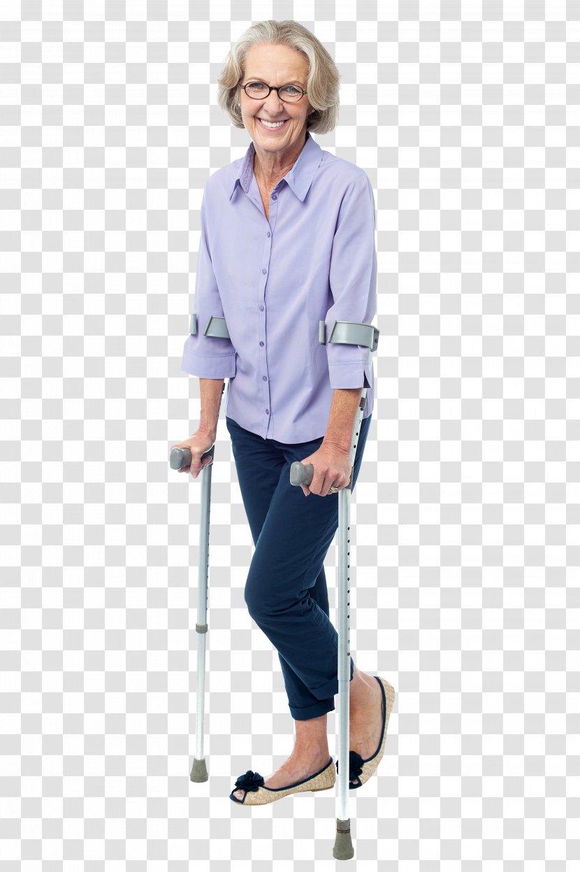 Crutch Old Age Disability Woman Image - Aging In Place Transparent PNG