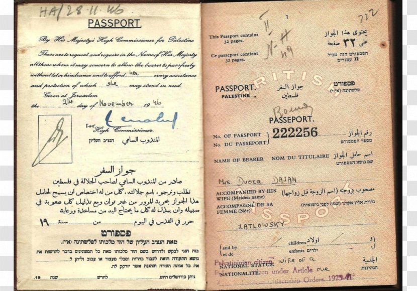 State Of Palestine Palestinian Authority Passport Israel Palestinians - Birth Certificate Transparent PNG