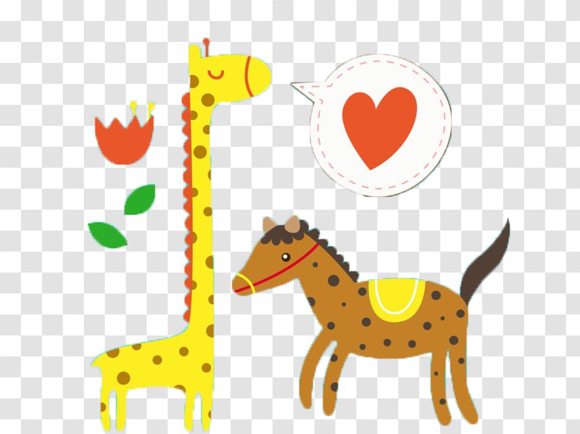 Horse Northern Giraffe Okapi Zebra - Heart - Cartoon And Spotted Vector Material Transparent PNG