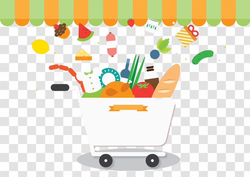 Shopping Cart Supermarket Flat Design Clip Art - Shop - And Items Transparent PNG