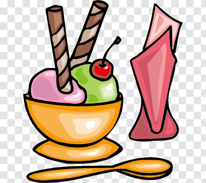 Ice Cream Cone Sundae Banana Split - Cupcake - Vector Hand-drawn Transparent PNG