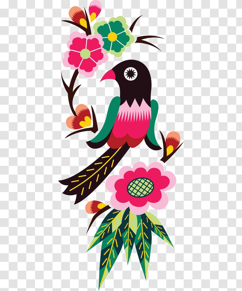 Royalty-free Clip Art - Drawing - Cartoon Bird Flowers Transparent PNG