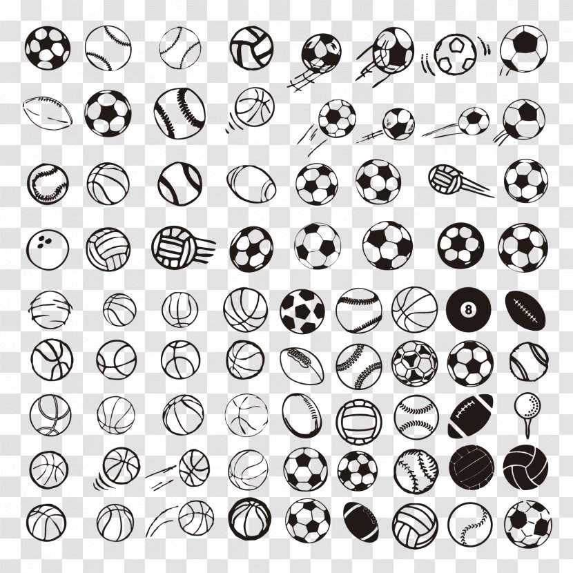 Sport Ball Game Icon - Monochrome - Hand-painted Element Transparent PNG