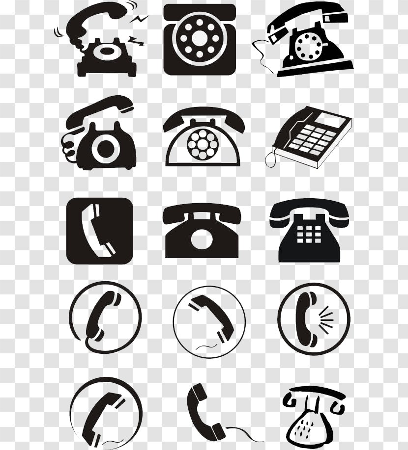 Telephone Icon Design Download - Monochrome - Phone Transparent PNG