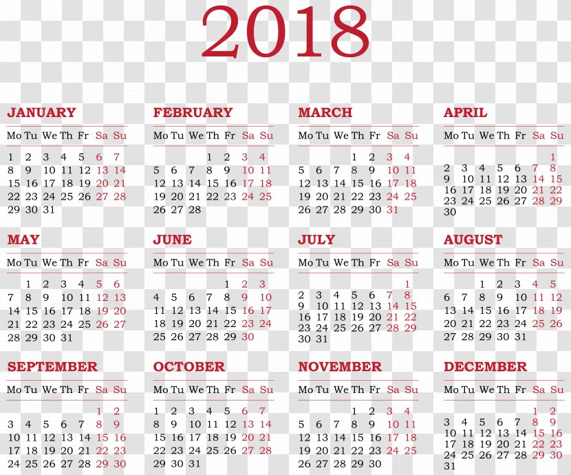 Calendar New Year Clip Art - 2018 Transparent Transparent PNG