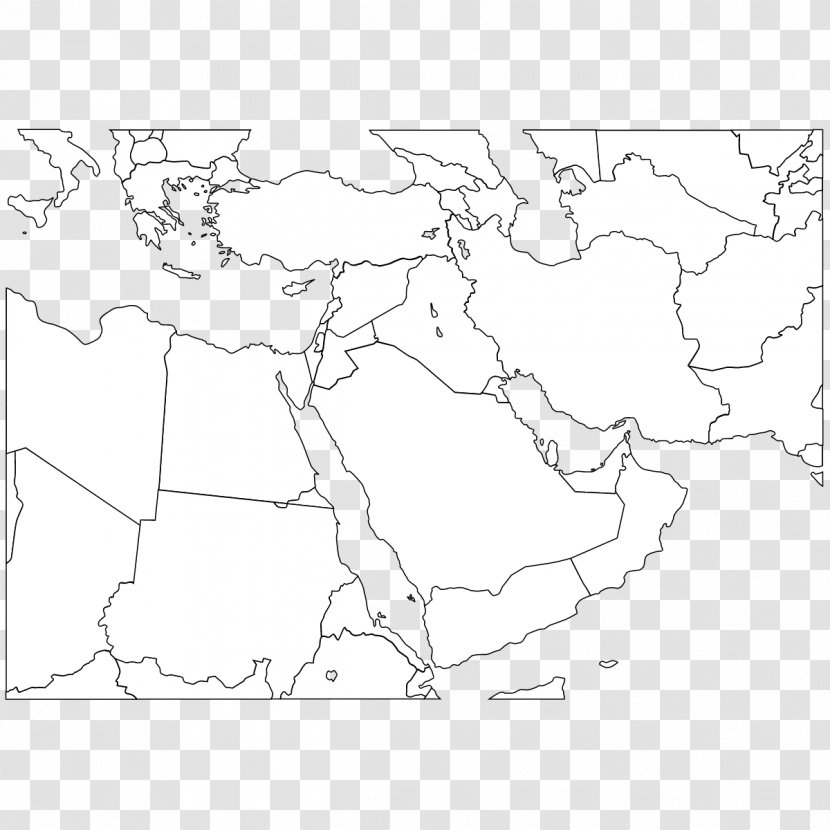 Blank Map Western Asia Japanese Manama - Line Art Transparent PNG