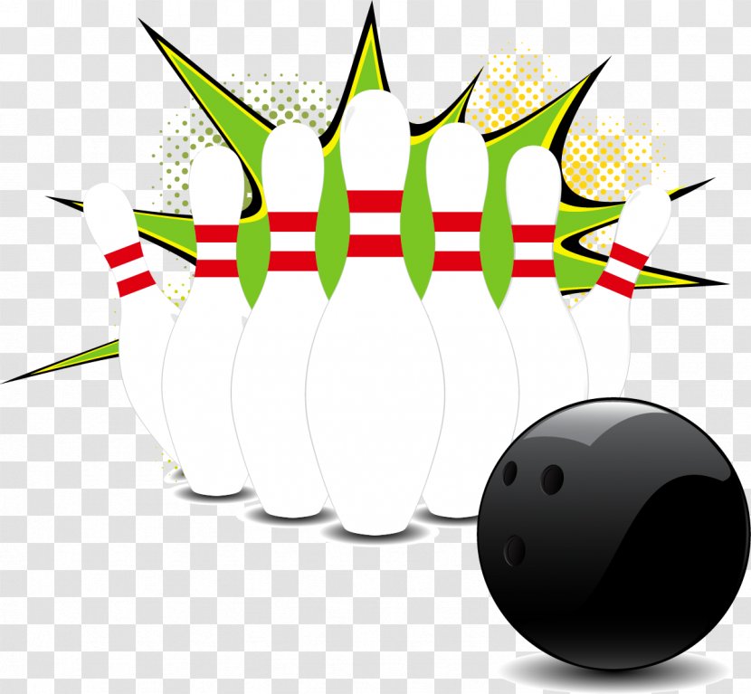 Ten-pin Bowling Pin Ball Illustration - Vector Painted Transparent PNG