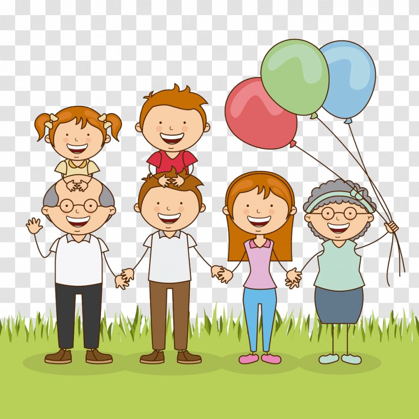 Cartoon Poster Illustration - Cute Family Transparent PNG