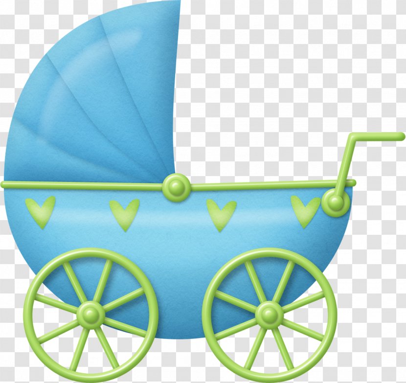 Infant Baby Shower Transport Clip Art - Green - Pram Transparent PNG