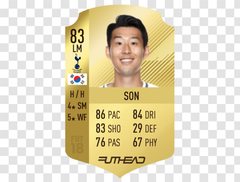 Son Heung-min FIFA 18 15 17 Premier League Player Of The Month - Face - Heung Min Transparent PNG
