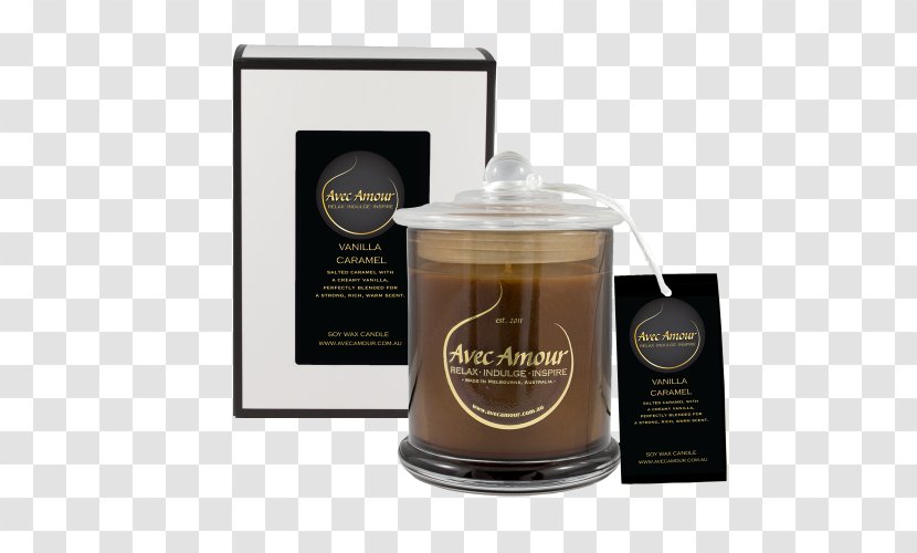 Caramel Flavor Perfume Vanilla Soy Candle - In Glass Transparent PNG