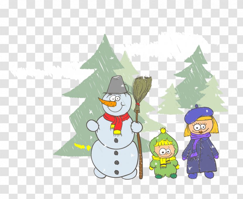 Drawing Stock Illustration Snowman - Vacation - Vector Transparent PNG