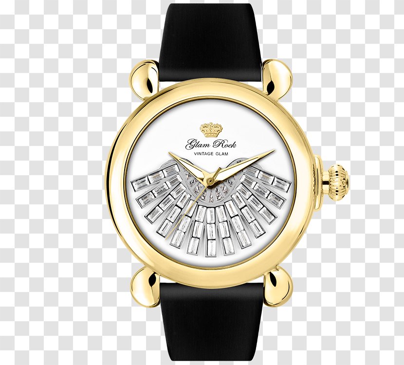 Glam Rock Watch Black Leather Strap Clock - Jewellery - Quartz Crystal Transparent PNG