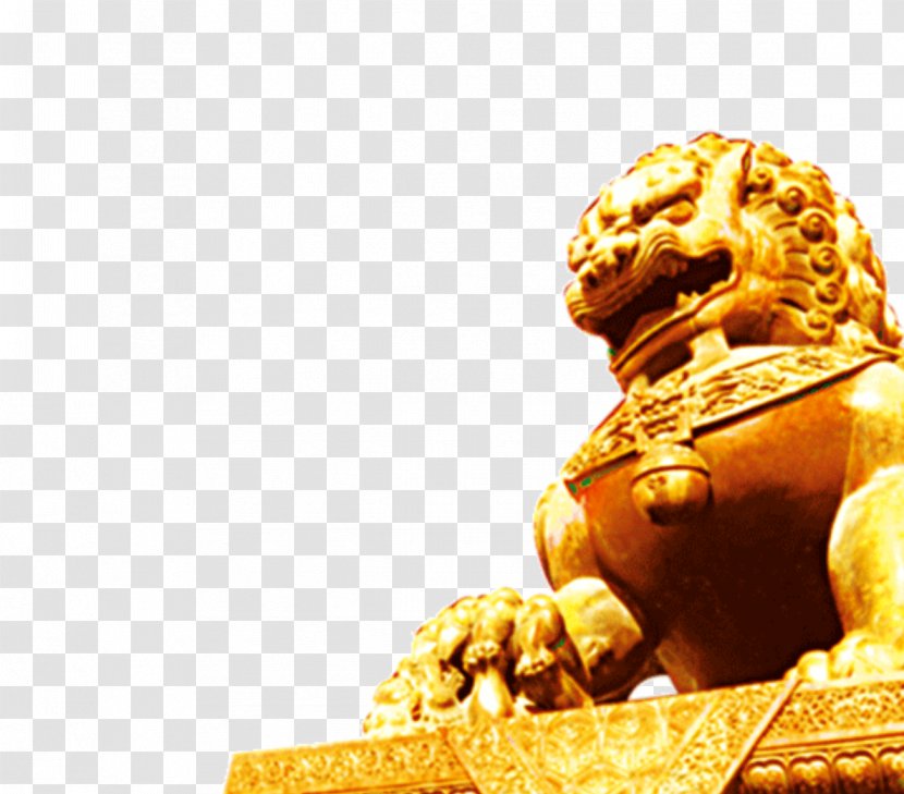 China Business Information - Golden Lion Stone Material Transparent PNG