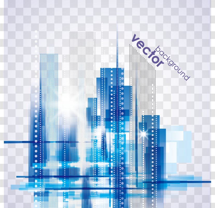 Raster Graphics Stock Illustration Skyline - Blue - Lattice Vector Elements Fantasy City Building Transparent PNG