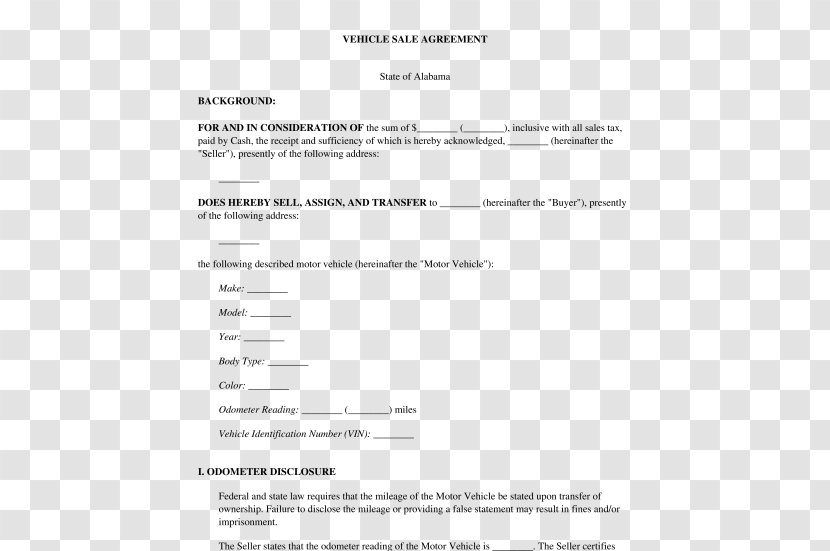 Car Document Template Vehicle Contract Transparent PNG
