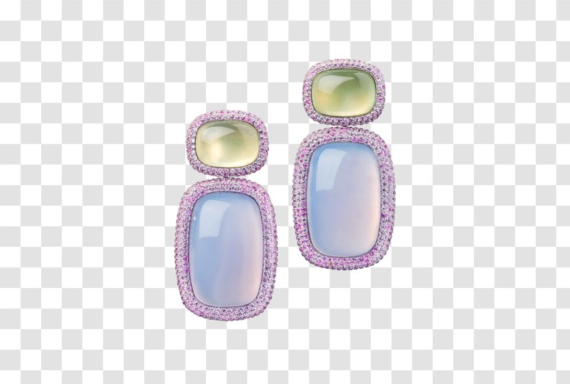 Thomas Jirgens Jewel Smiths Oval M Bonbon Earring Purple - Tree - Jade Green Highlights Transparent PNG