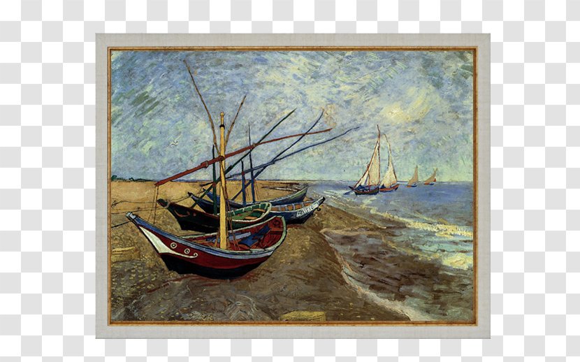 Van Gogh Museum Fishing Boats On The Beach At Saintes-Maries Painting Canvas - Picture Frame - Oil Paintings Transparent PNG