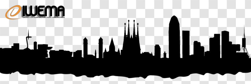 Barcelona Skyline Wall Decal - Monochrome Photography Transparent PNG