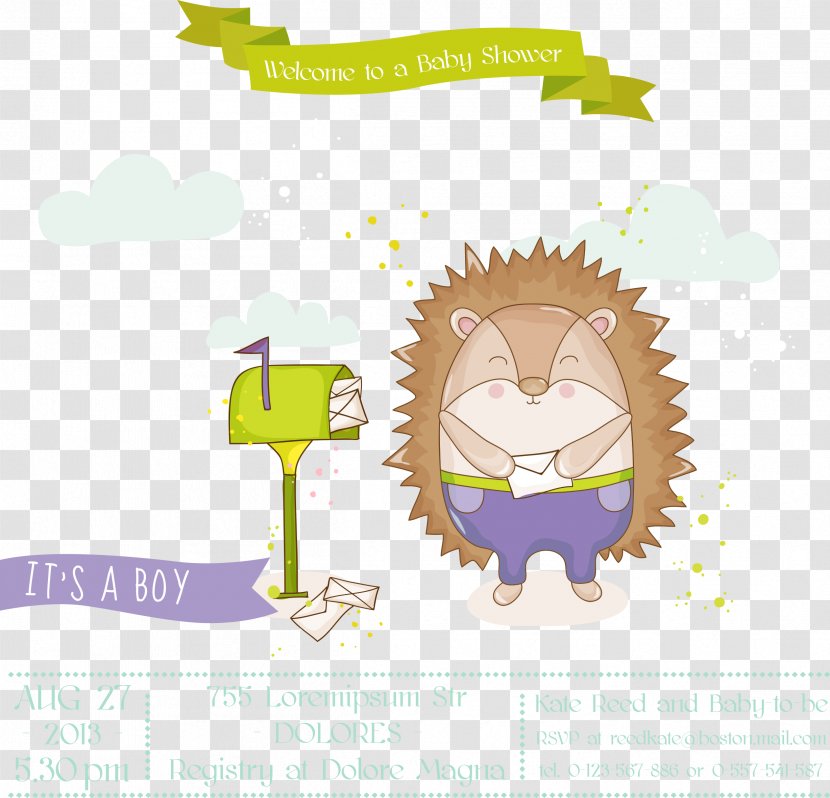 Illustration - Cartoon - Read The Letter Hedgehog Vector Transparent PNG