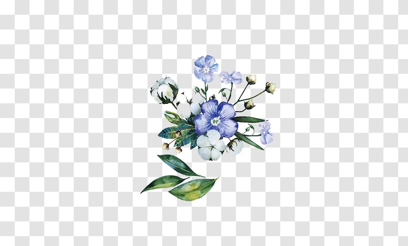 Hand-painted Blue Flowers - Flower - Painting Transparent PNG