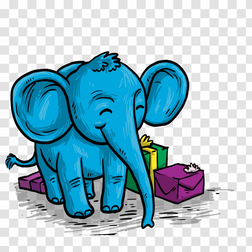 African Elephant Indian Clip Art - Watercolor - Vector Birthday Transparent PNG