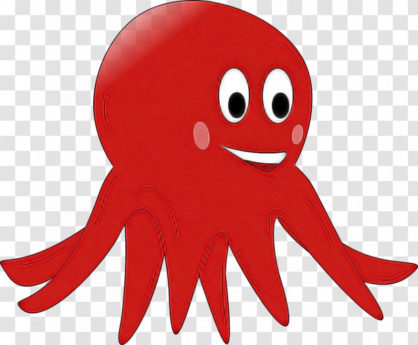 Red Octopus Cartoon Smile Pink - Mouth Marine Invertebrates Transparent PNG
