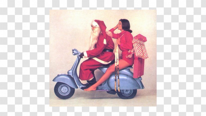 Santa Claus Scooter Christmas Vespa Motorcycle - Cartoon Transparent PNG